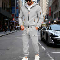 Herren stylisches Zweiteiliges Jogginganzug mit Kapuze und praktischen Taschen WW