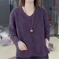 Damen Pullover mit V-Ausschnitt und modernem Strukturmuster WW