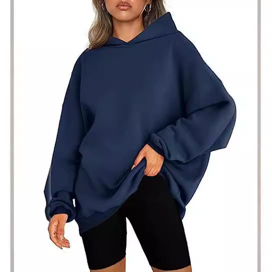 Damen oversized Kapuzenpullover mit seitlichen Schlitzen W&W Mode
