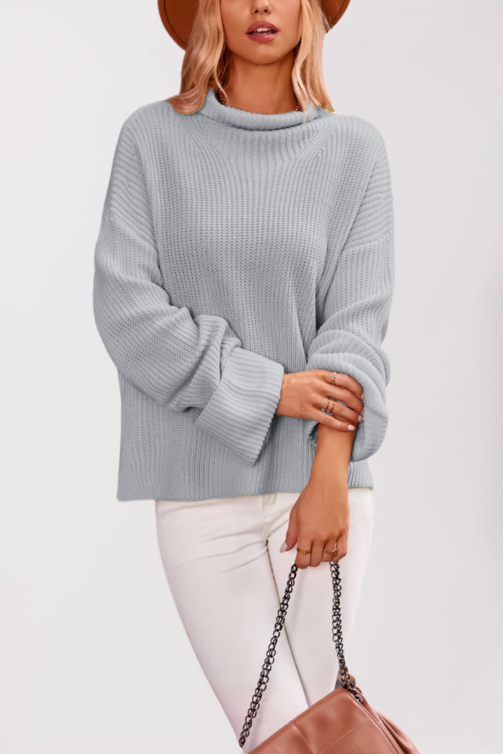 Damen Baumwoll-Pullover mit hohem Kragen WW
