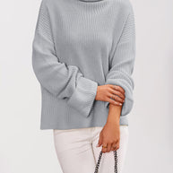 Damen Baumwoll-Pullover mit hohem Kragen WW