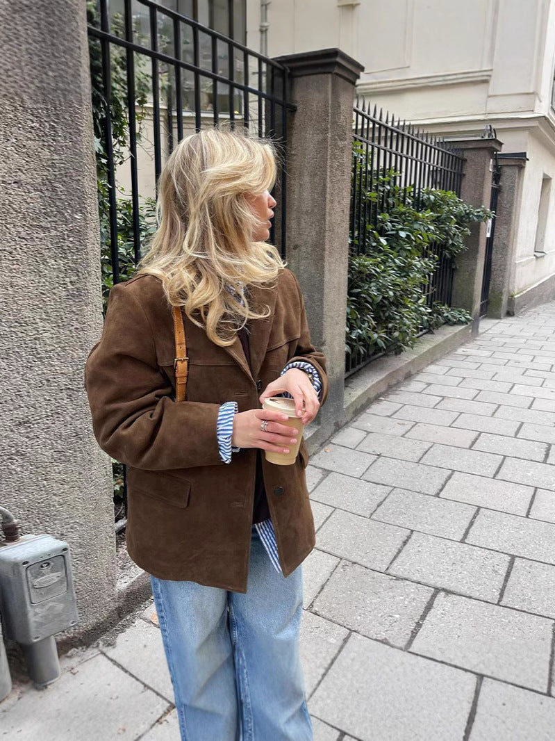 Damen Wildleder-Blazerjacke W&W Mode