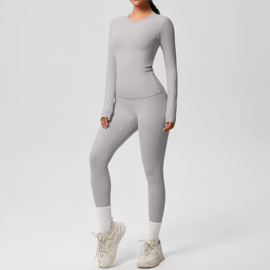 Damen Figurformendes Langarm-Top und Hochbundige Leggings Set WW