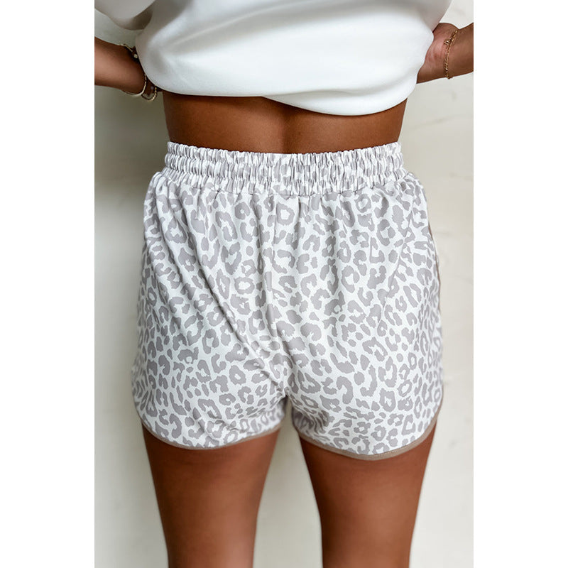 Damen Freizeit-Shorts mit modischem Leopardenmuster und elastischem Bund WW