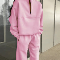 Damen entspannter Oversized Pullover mit halbem Reißverschluss und bequemen Bündchen WW