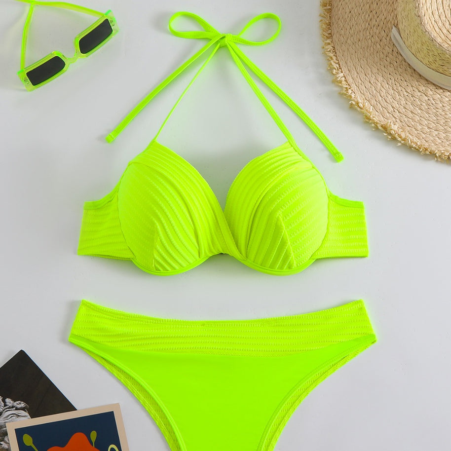 Damen Push-Up Bikini mit raffiniertem Rippendesign WW