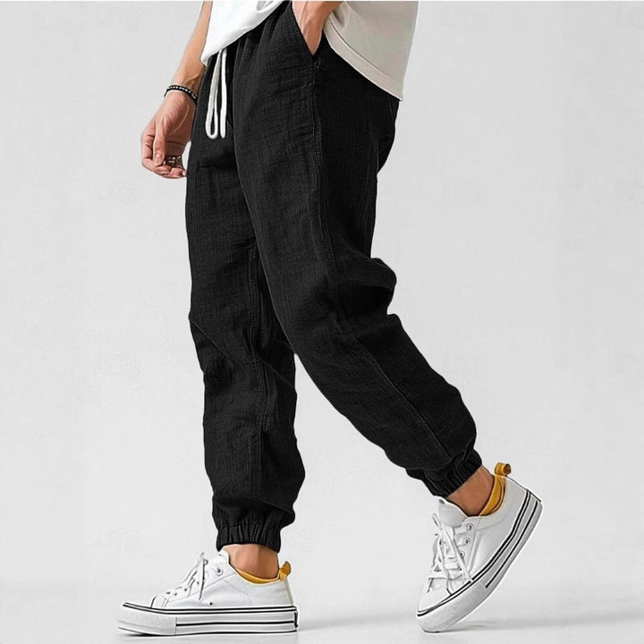 Herren Bequeme Leinenhose mit elastischem Bund und seitlichen Taschen W&W Mode