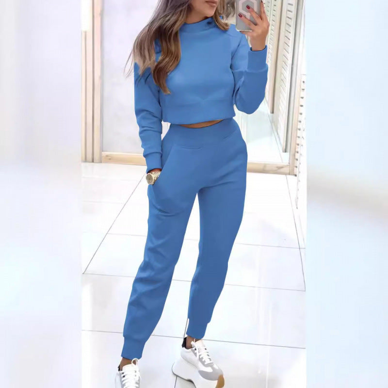 Damen Sportliches Lounge-Set mit cropped Oberteil und hohen Hüftbund WW