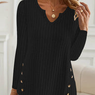 Damen Strickoberteil mit Knopfdetails und V-Ausschnitt WW