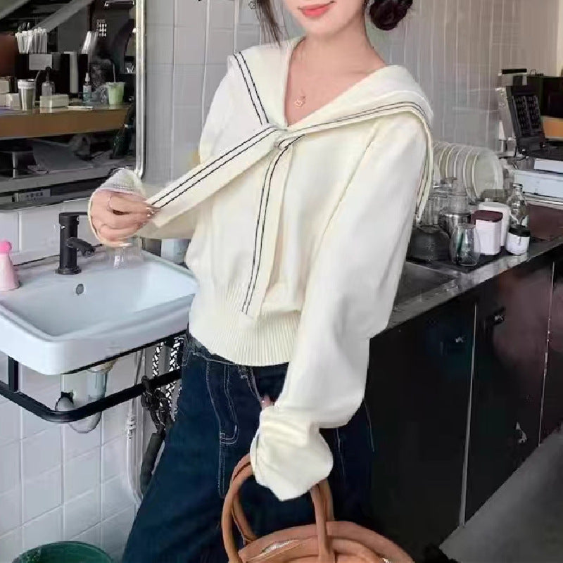 Damen stilvoller Pullover mit Schleifenkragen und feiner Strickstruktur WW