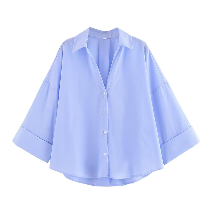Damen Bluse mit oversized Schnitt und schickem Revers W&W Mode