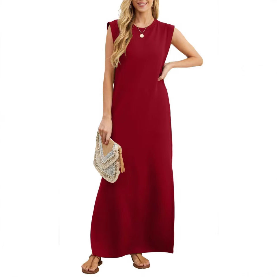 Damen komfortables Maxi-Kleid aus weichem Material mit schmalem Schnitt WW