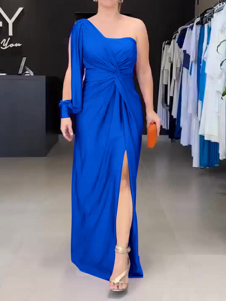 Damen Maxikleid mit asymmetrischem Design und seitlichem Schlitz WW
