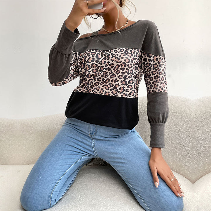 Damen Off-Shoulder Sweatshirt mit tierischem Print und lässigem Schnitt W&W Mode