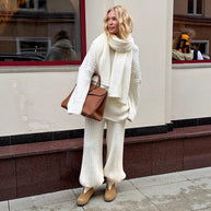 Damen Relaxed Strick-Ensemble mit Schal WW