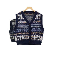 Damen Strickweste mit schickem Norweger-Muster und Knopfverschluss WW