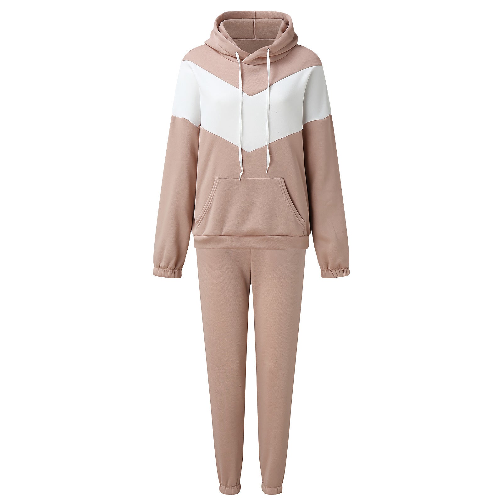 Damen Sportliches Fleece-Lounge-Set mit modernem Farbblockdesign WW