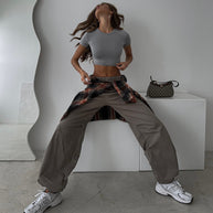 Damen Bequeme und stylische High-Waist Freizeithose WW