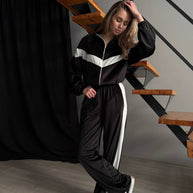 Damen Sportlicher Fleece-Jumpsuit mit durchgehendem Reißverschluss und weiten Ärmeln WW