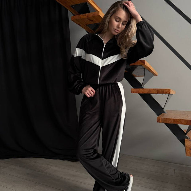 Damen Sportlicher Fleece-Jumpsuit mit durchgehendem Reißverschluss und weiten Ärmeln WW