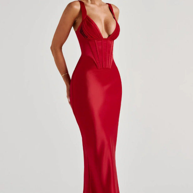 Damen Abendkleid mit Korsett-Oberteil und schimmerendem Finish WW