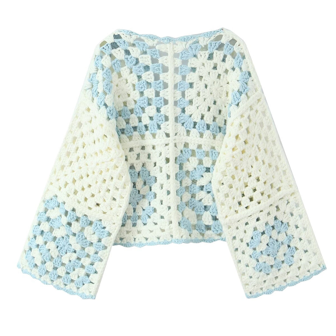 Damen Häkeljacke mit traditionellen Motiven und lässigem Schnitt W&W Mode