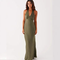 Damen Maxikleid mit elegantem Halterneck-Design und figurformendem Schnitt WW