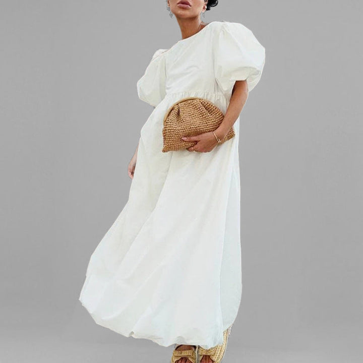 Damen Maxikleid mit voluminösen Ärmeln und hohem Taillenansatz W&W Mode