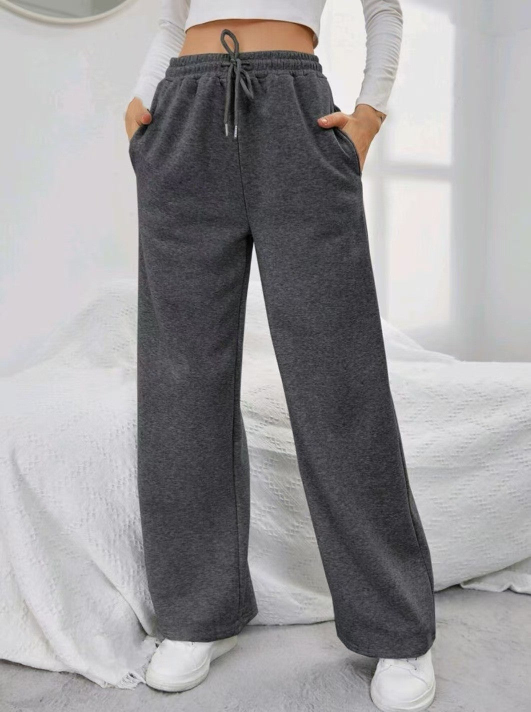 Damen Bequeme Freizeithose mit weitem Bein WW