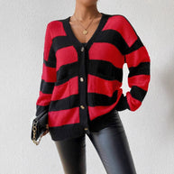 Damen Strickjacke mit trendigem Blockstreifenmuster und weichem Material WW