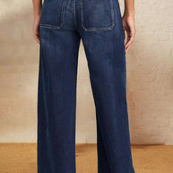 Damen weite Denim-Hose mit hohem Bund WW