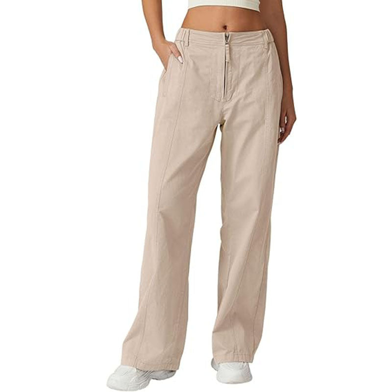 Damen weite Outdoor-Hose mit funktionalen Taschen und hohem Bund WW