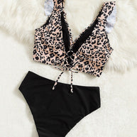 Damen Rüschentop mit Leopardenmuster WW