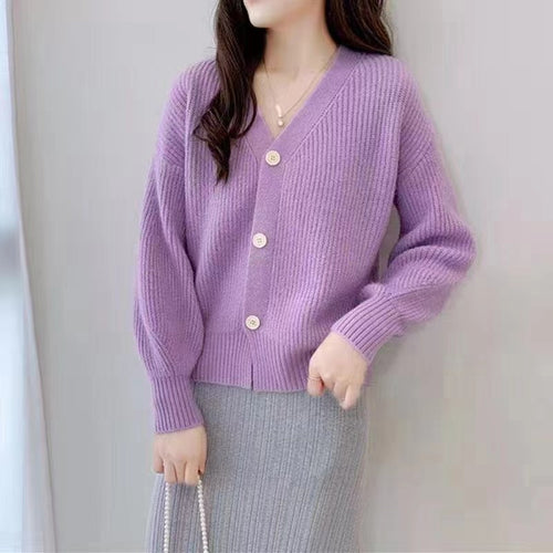 Damen Bequeme Strickjacke mit weiten Ärmeln und dezentem Rippdesign WW