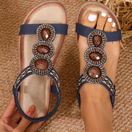 Damen Sommer-Sandaletten mit dekorativen Perlen WW