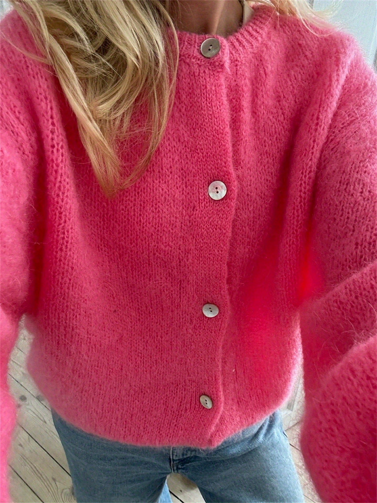 WW | Strick Frauen Strickjacke Mit Knöpfen