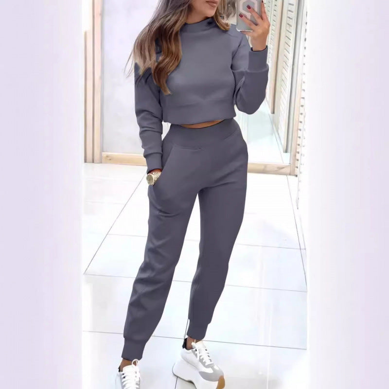 Damen Sportliches Lounge-Set mit cropped Oberteil und hohen Hüftbund WW