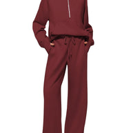 Damen sportliches Sweatset mit hohem Kragen und weitem Bein WW