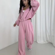 Damen sportliches und lässiges Tweed-Kapuzen-Set WW