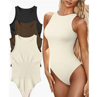 Damen Badeanzug mit hohem Beinausschnitt und modernem Rippenmuster WW