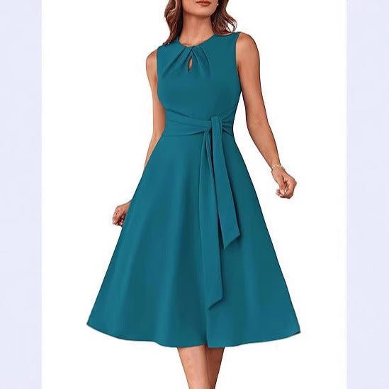 Damen Midi-Kleid mit schickem Bindegürtel und elegantem Schnitt WW