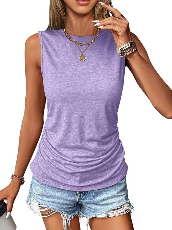 Damen ärmelloses Shirt mit modischem Raffungseffekt und hochwertigem Stoff WW