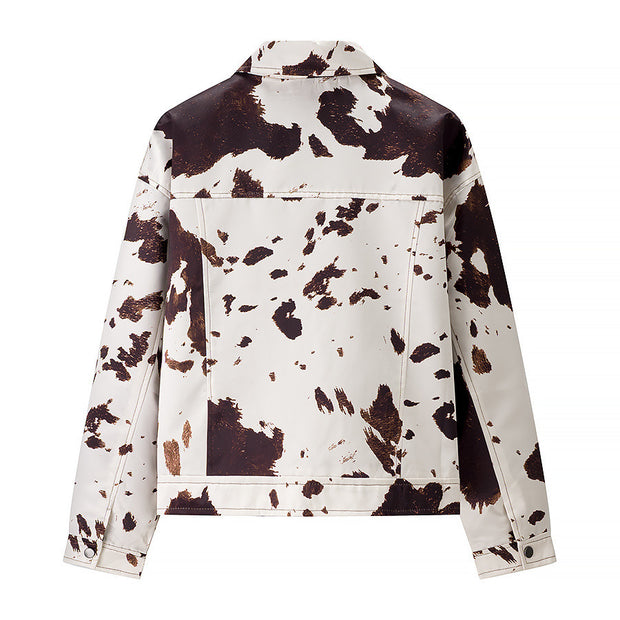 Damen angesagte Kunstlederjacke im angesagten Cow-Print WW