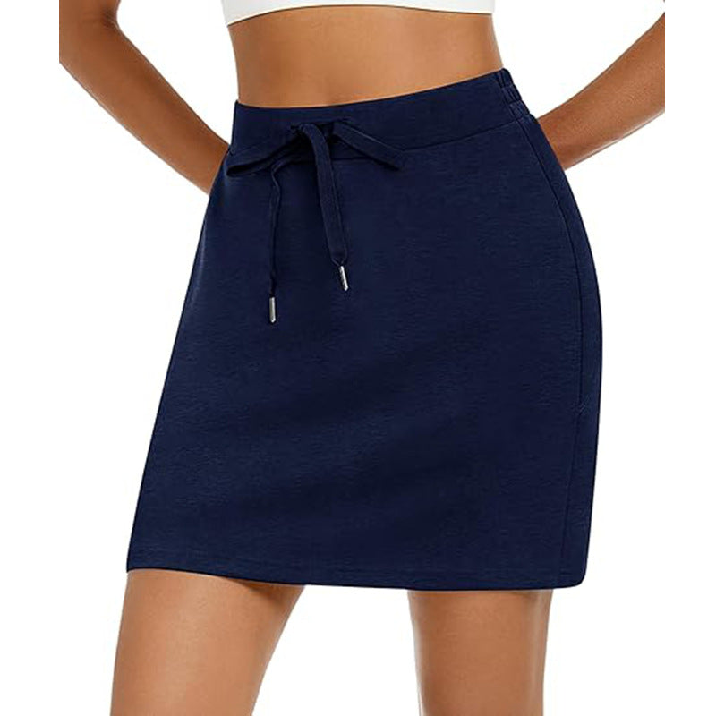 Damen sportlicher Minirock mit verstellbarem Kordelzug und seitlichen Taschen WW