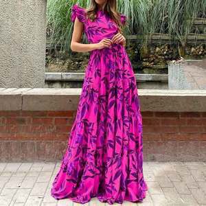 Damen Maxikleid mit Volantärmeln und schwingendem Rock W&W Mode
