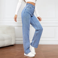 Damen Weite High-Waist Jeans im klassischen Stil mit betontem Bein WW