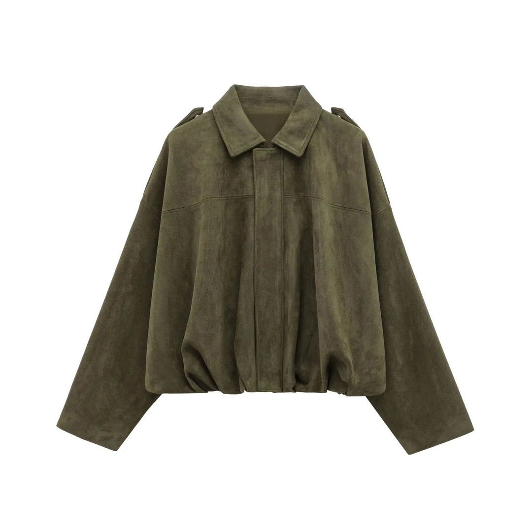 Damen lässige Bomberjacke mit drei-dimensionalem Effekt und hohem Kragen W&W Mode