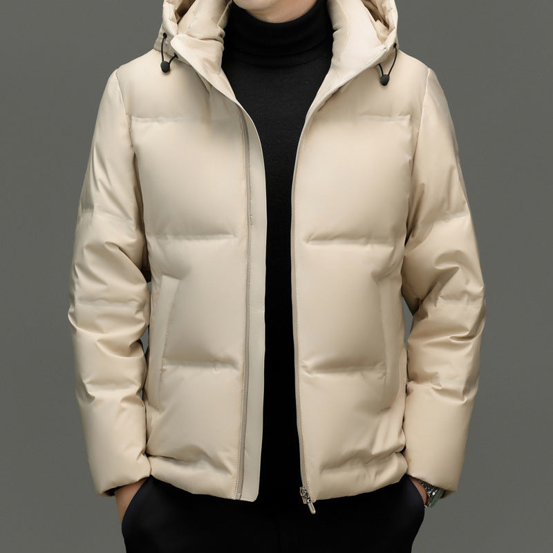 Herren Daunenjacke mit abnehmbarem Kapuzenkragen und wasserabweisender Oberfläche WW