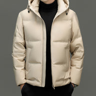 Herren Daunenjacke mit abnehmbarem Kapuzenkragen und wasserabweisender Oberfläche WW