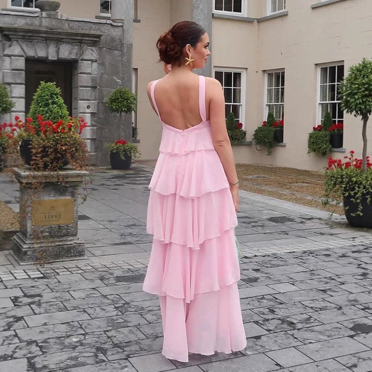 Femme Gestuftes Chiffon Maxi-Kleid WW